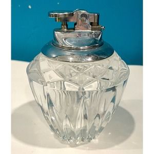 Vintage Princess House Lead Crystal Gem Shaped Table Top Butane Lighter Japan